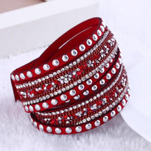 Load image into Gallery viewer, Leather and Crystal Layered Bracelet