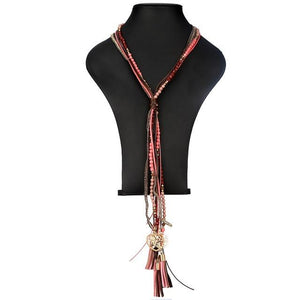 California Leather Tassel Necklace