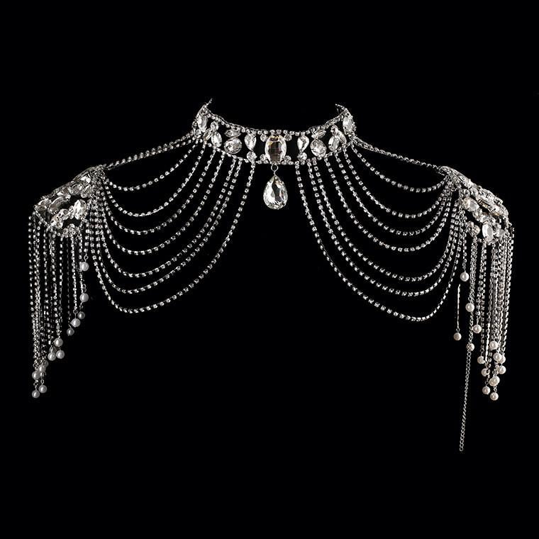 Crystal and Pearl Shoulder Chains